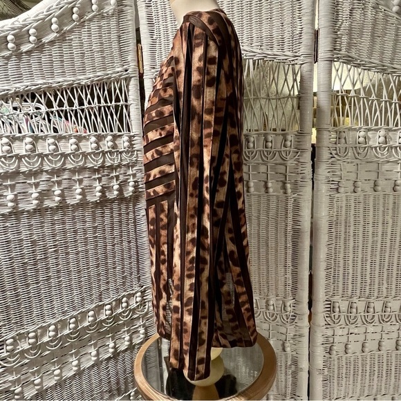 CHICOS TRAVELERS Sz 2 US L/12 Leopard Print Jacket Brown Suede Stripe Semi-Sheer - Picture 5 of 15